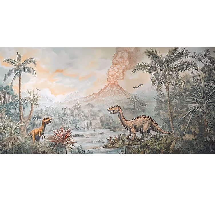 Jurassic landscape childrens bedroom wall mural - TenStickers