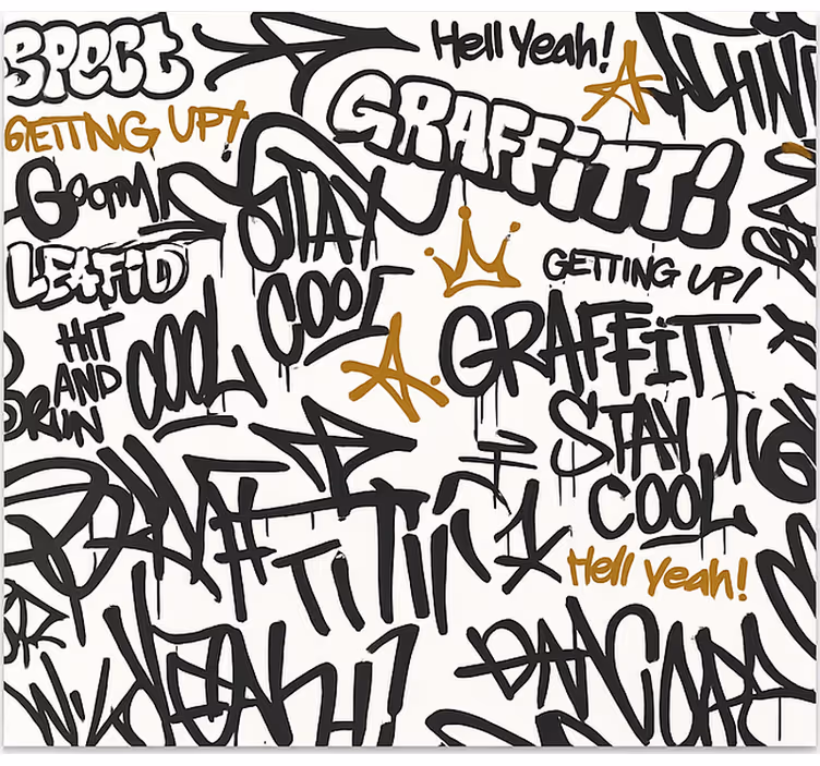 Black and white graffiti murals for teenage bedrooms - TenStickers