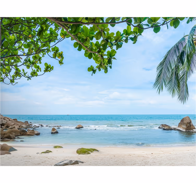Tropical beach view wall mural bathroom - TenStickers