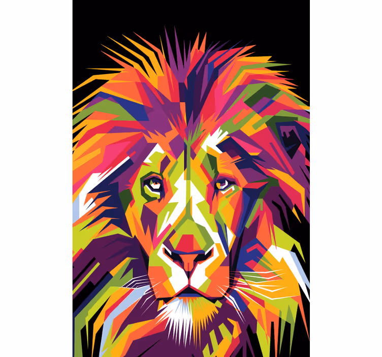 Africa wall mural colorful lion - TenStickers