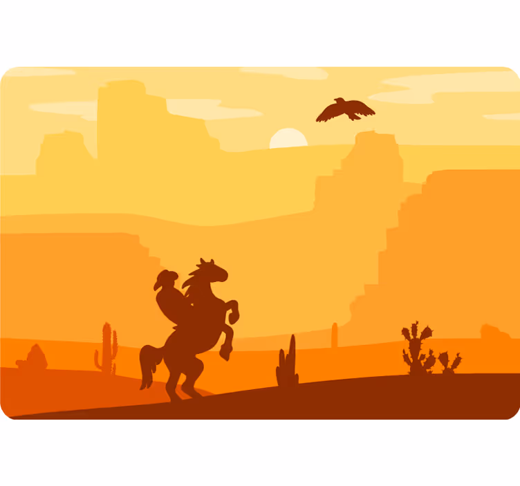 Desert wall mural cowboy landscape art print - TenStickers