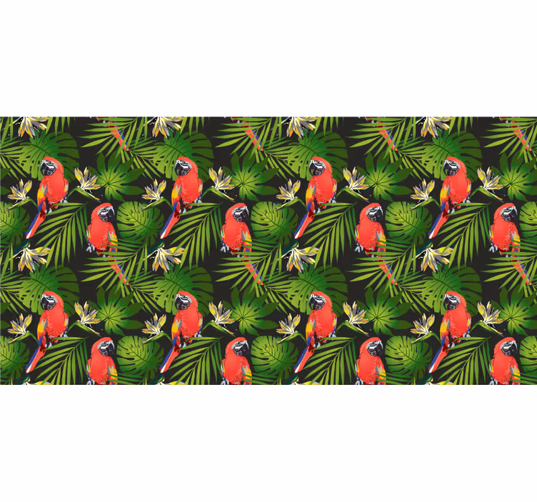 Wall mural jungle colorful parrots on gray background - TenStickers