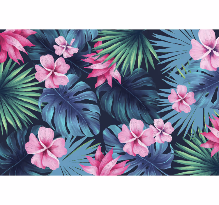 Wall mural jungle tropical leaves and flowers - TenStickers