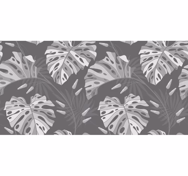 Wall mural jungle gray tropical leaves - TenStickers