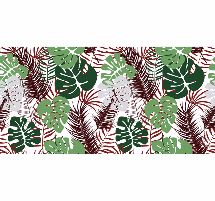 Wall mural jungle monstera leaves with red stems - TenStickers