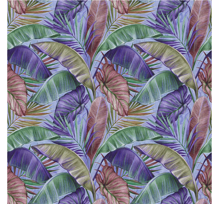Wall mural jungle with purple leaves design - TenStickers