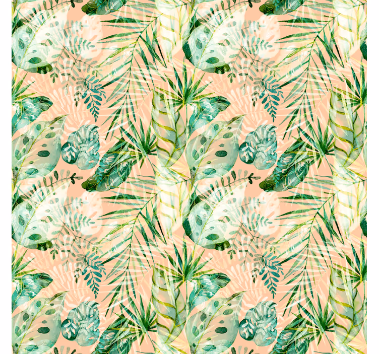 Wall mural jungle pink floral leaves design - TenStickers