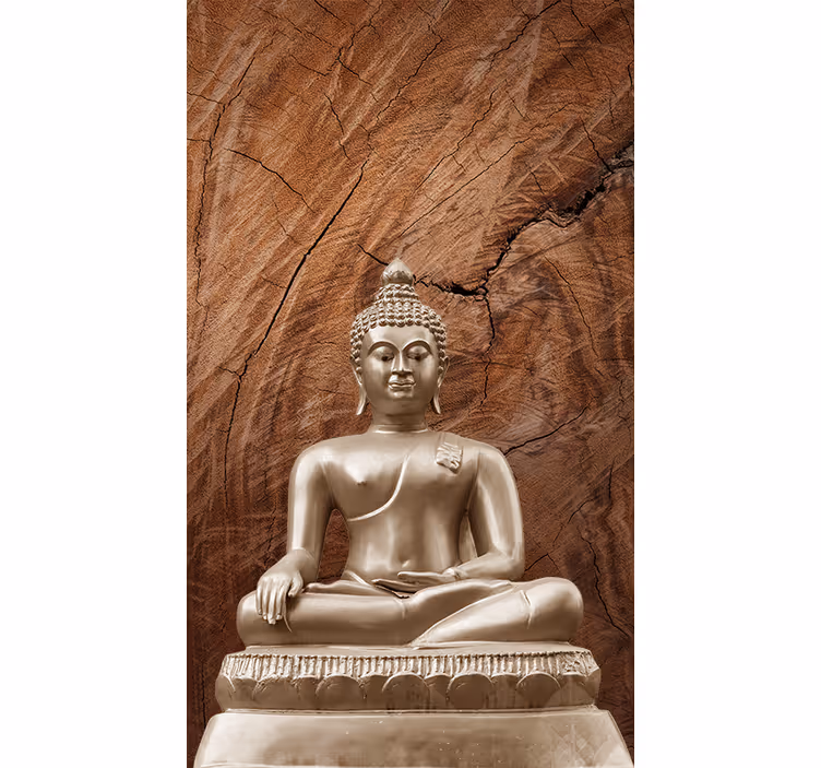 Wall mural buddha wooden buddha art - TenStickers