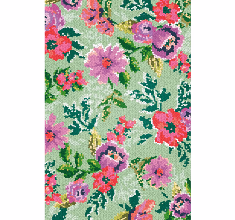 Wall mural bathroom diverse flower mosaic - TenStickers
