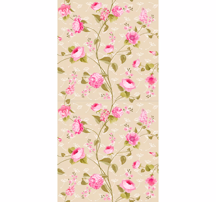 Vintage flowerprint wall mural bathroom - TenStickers