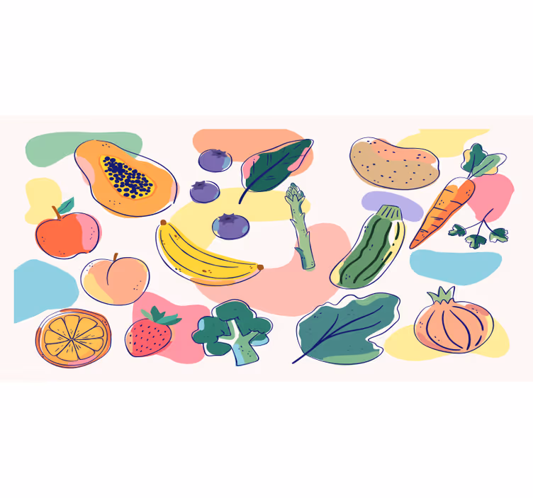 Kitchen wall mural featuring vibrant fruits - TenStickers