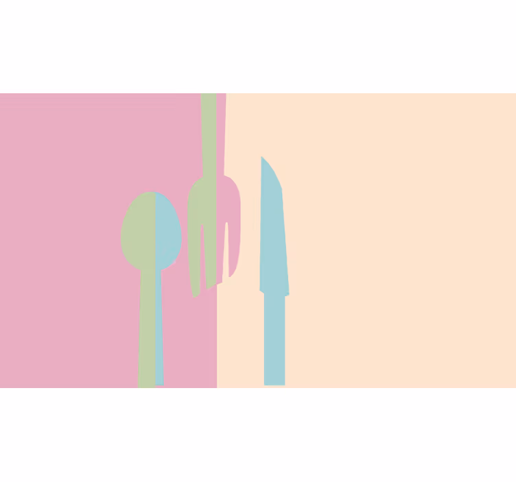 Kitchen wall mural pastel colored utensils - TenStickers