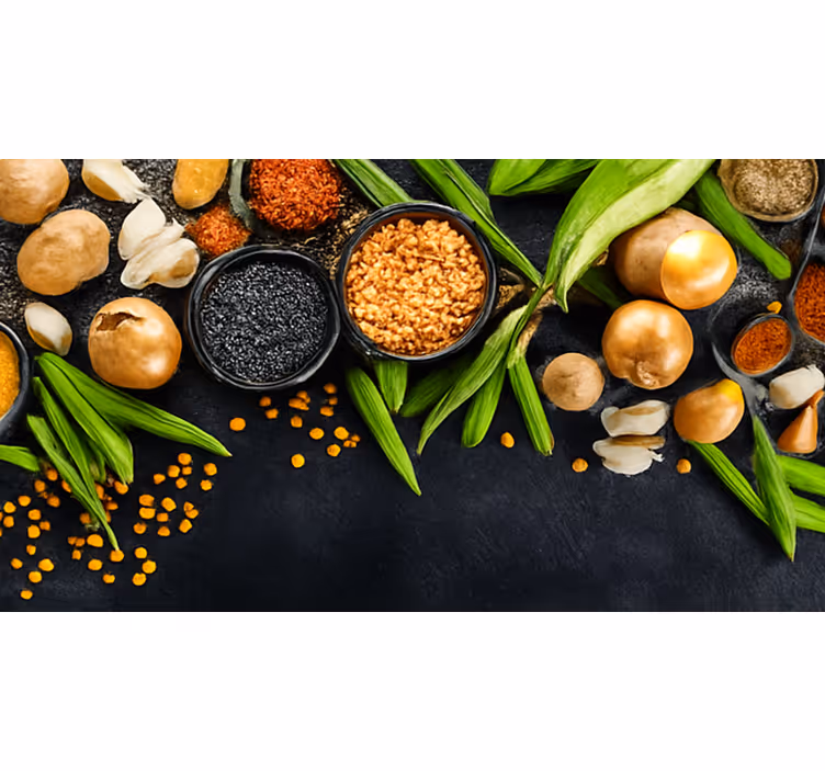 Kitchen wall mural featuring vegetables and spices - TenStickers