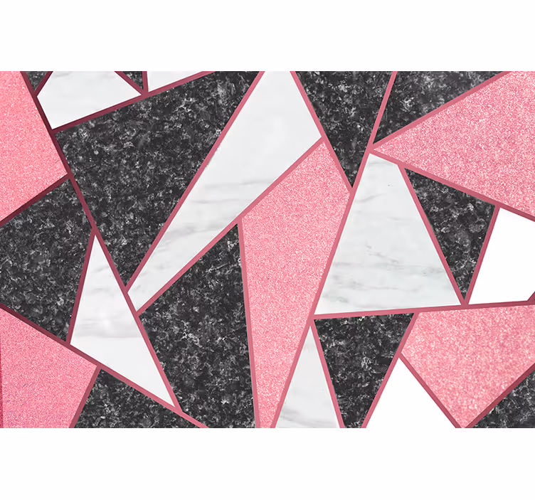 Kitchen wall mural in pink and grey geometric shapes - TenStickers