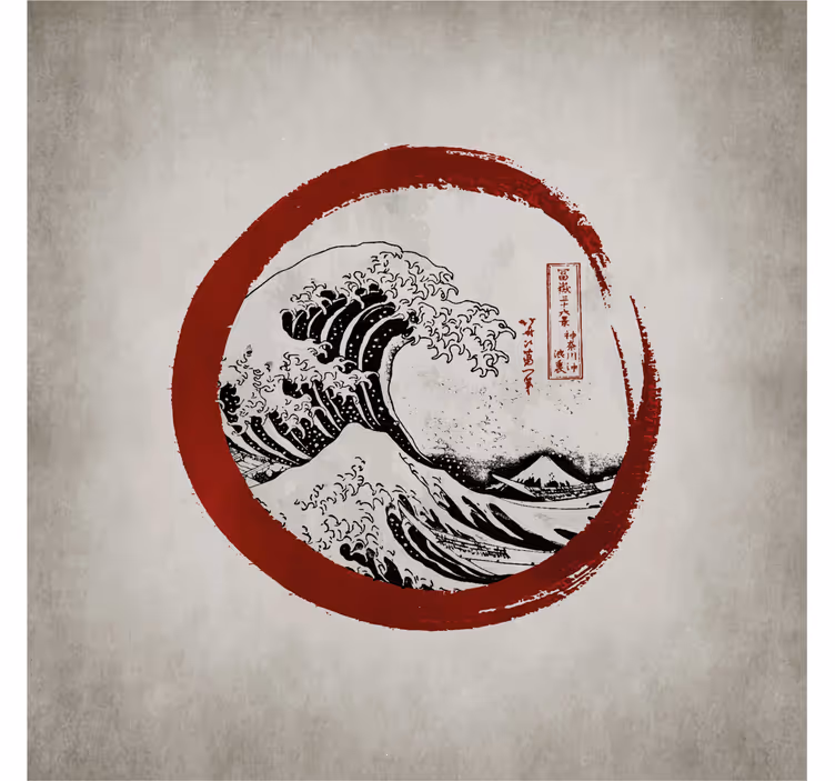 Wall mural beige the great wave of kanagawa - TenStickers