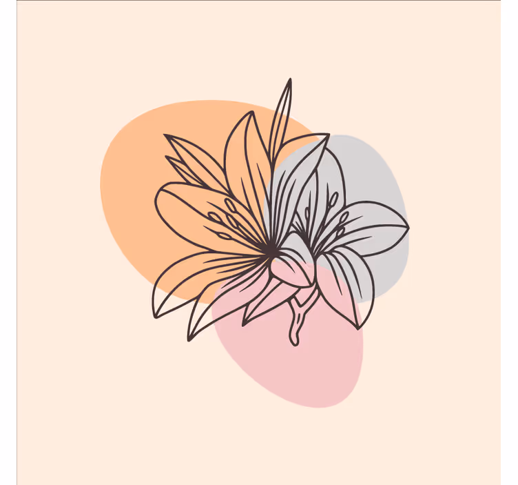 Wall mural beige cute pair of flowers design - TenStickers