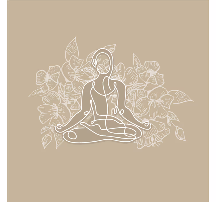Wall mural beige meditating woman yoga mat - TenStickers