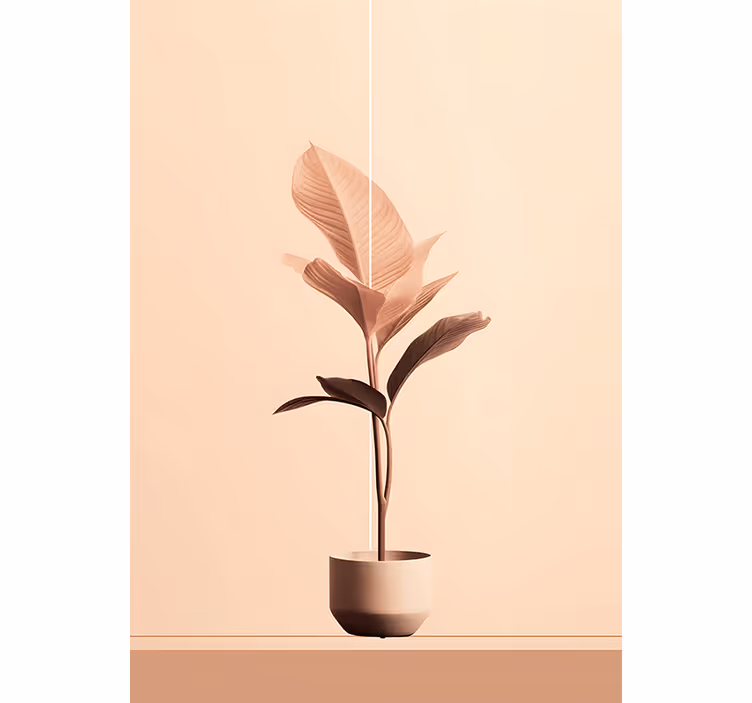 Wall mural beige vertical plant in beige tones - TenStickers