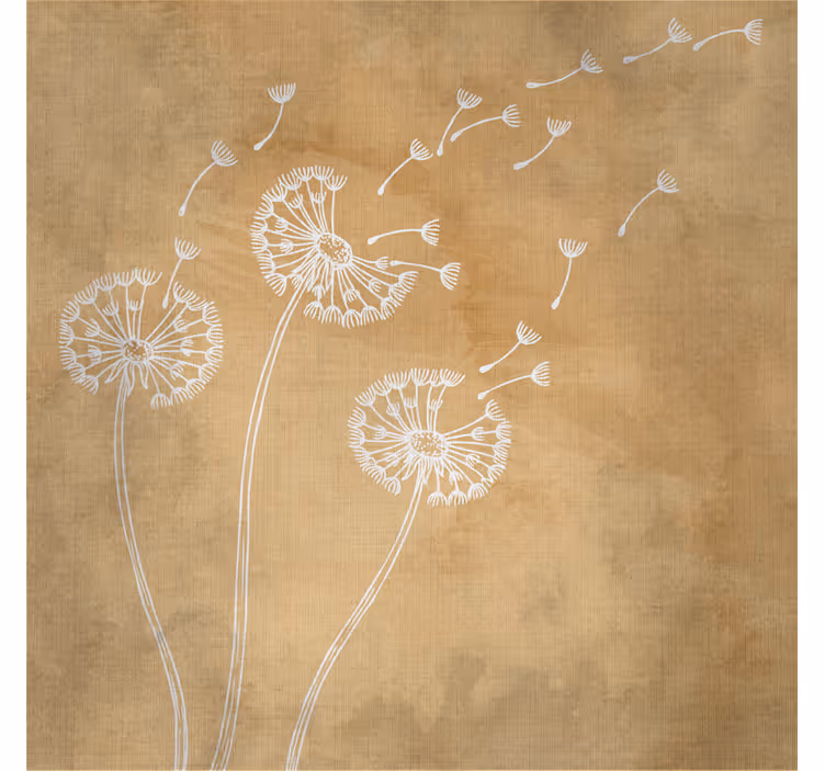 Wall mural beige dandelions with and without petals - TenStickers