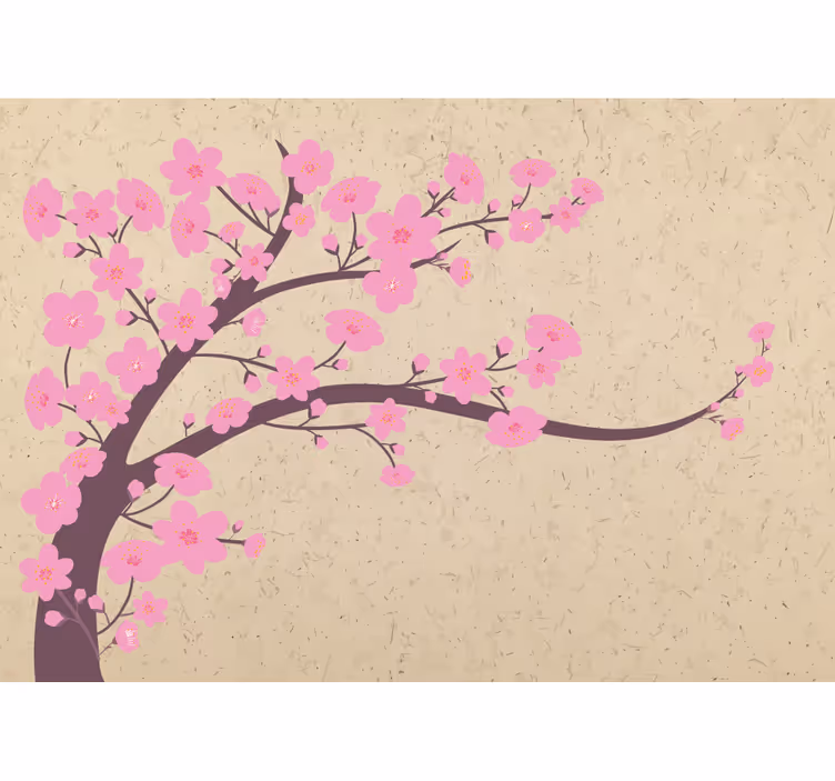 Wall mural beige pink flowers on beige background - TenStickers