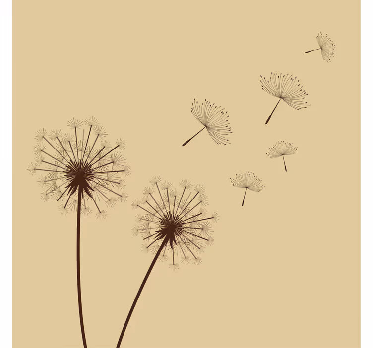 Beige wall mural dandelion painting in retro style - TenStickers