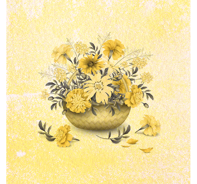 Yellow wall mural with lovely yellow flowers - TenStickers