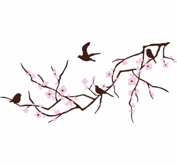 White wall mural decorative frame with birds - TenStickers