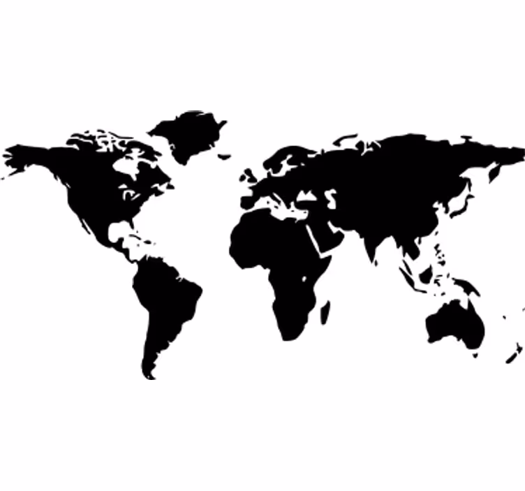 White wall mural simplified world map design - TenStickers