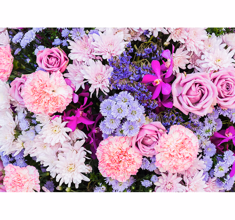 Pink wall mural colorful flowers design - TenStickers