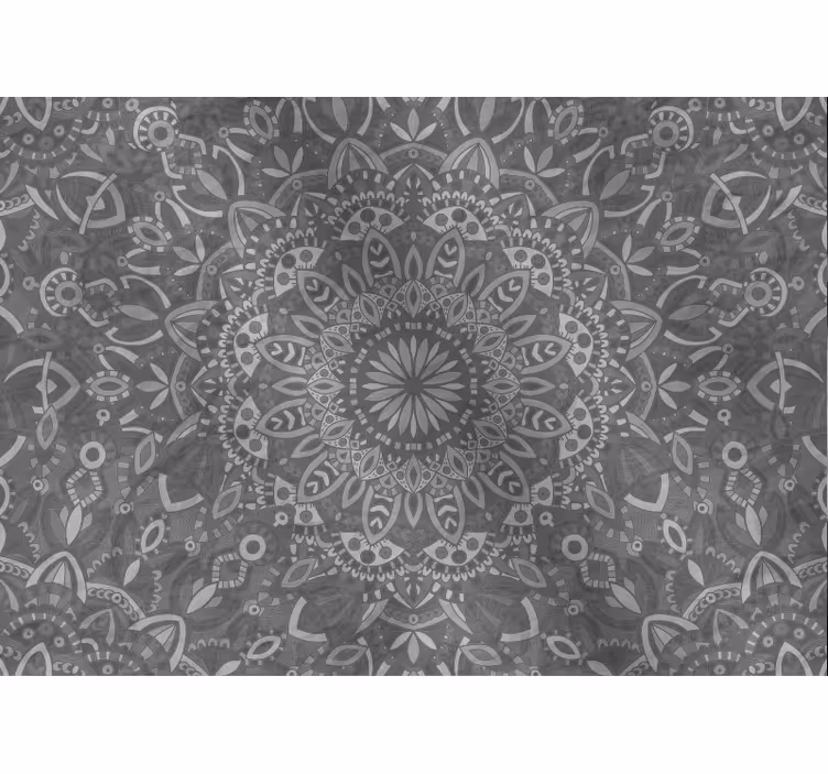 Grey wall mural intricate mandala design - TenStickers