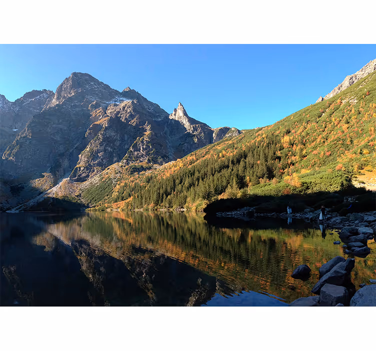 Green mural wallpaper morskie oko in spring - TenStickers