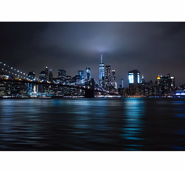Black wall mural city nightscape - TenStickers
