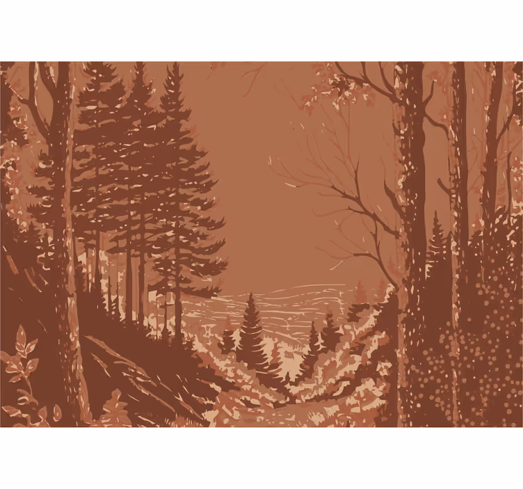 Terracotta wall mural nature-inspired abstract design - TenStickers