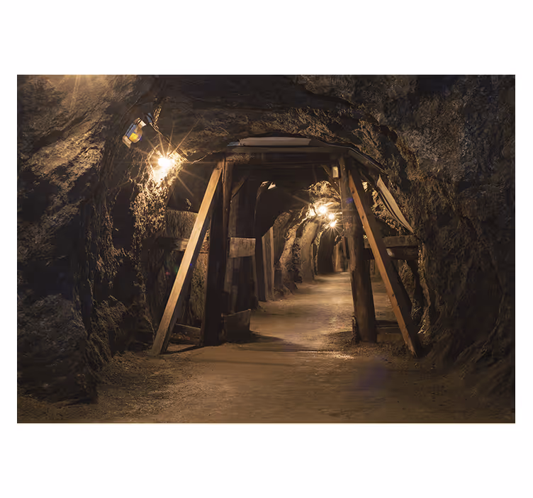 Wall mural brown old wooden gold mine image - TenStickers