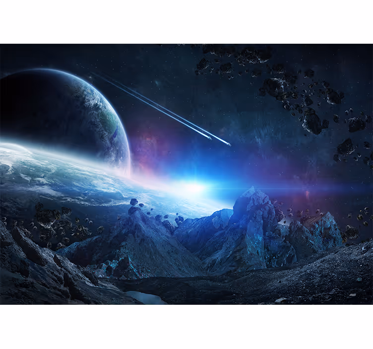 Wall mural hallway cosmic sci-fi design - TenStickers