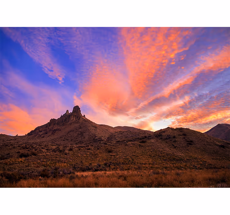 Wall mural hallway colourful dawn and mountain - TenStickers