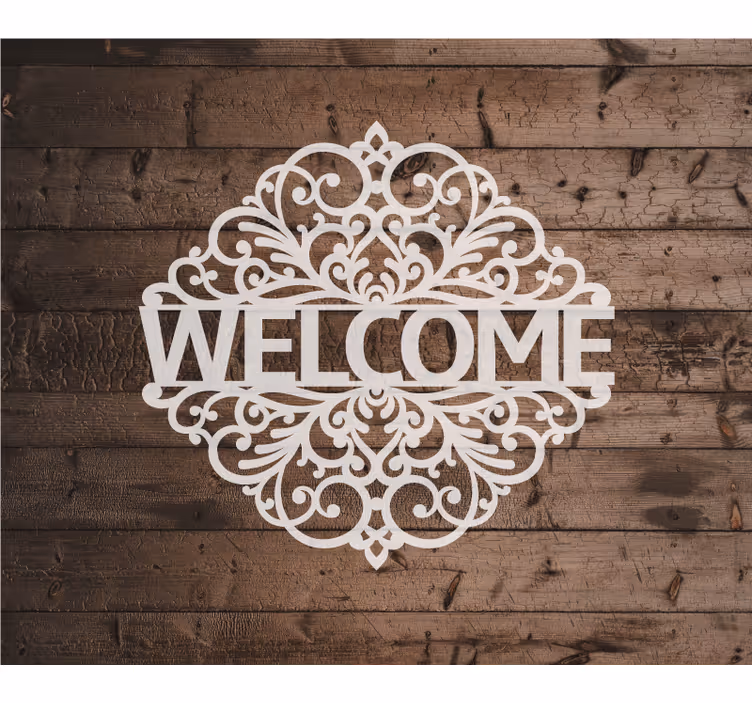 Wall mural entrance welcome wood texture - TenStickers