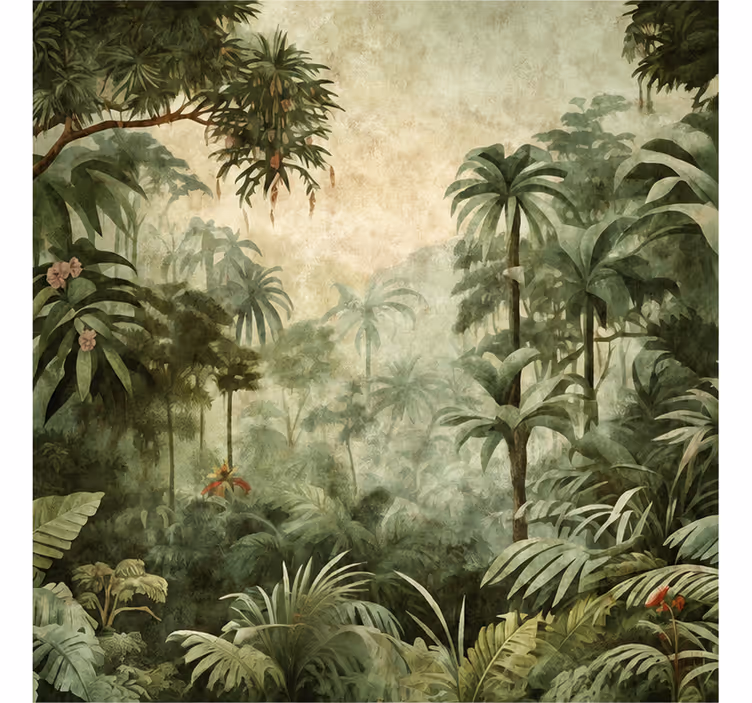 Nature wall mural rainforest plant scene - TenStickers