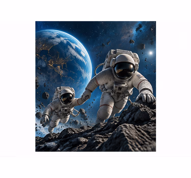 Wall mural blue astronauts in pressure suits - TenStickers