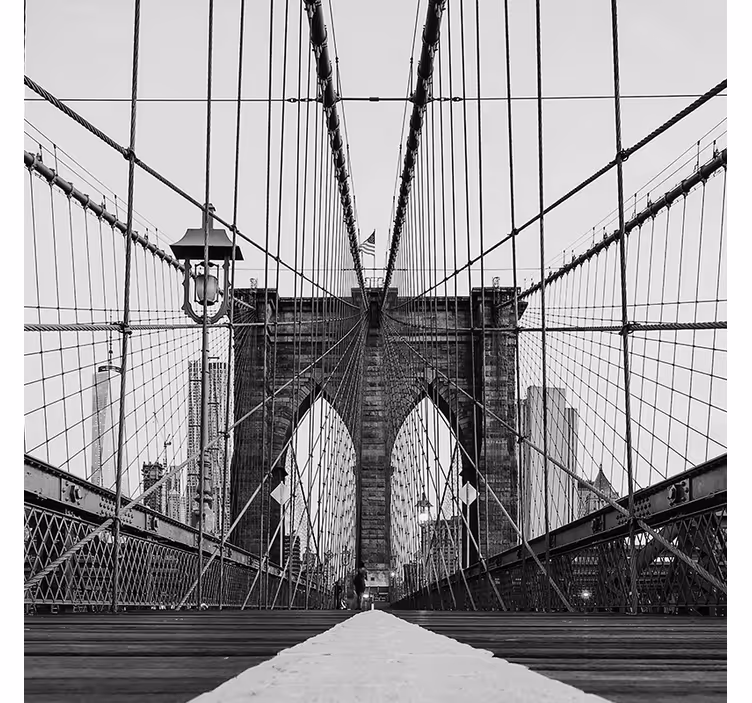 Wall mural entrance black and white brooklyn bridge - TenStickers