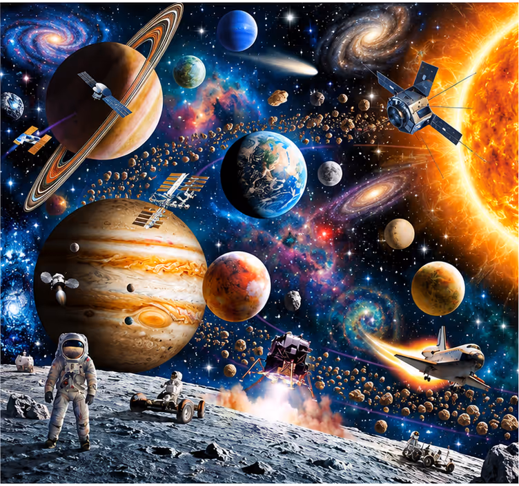Space wall mural of the solar system - TenStickers