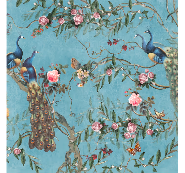 Nature wall mural peacock jungle design - TenStickers