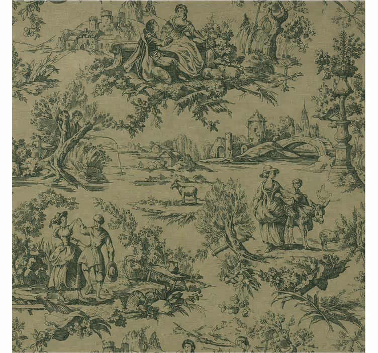 Vintage green mural wallpaper - TenStickers