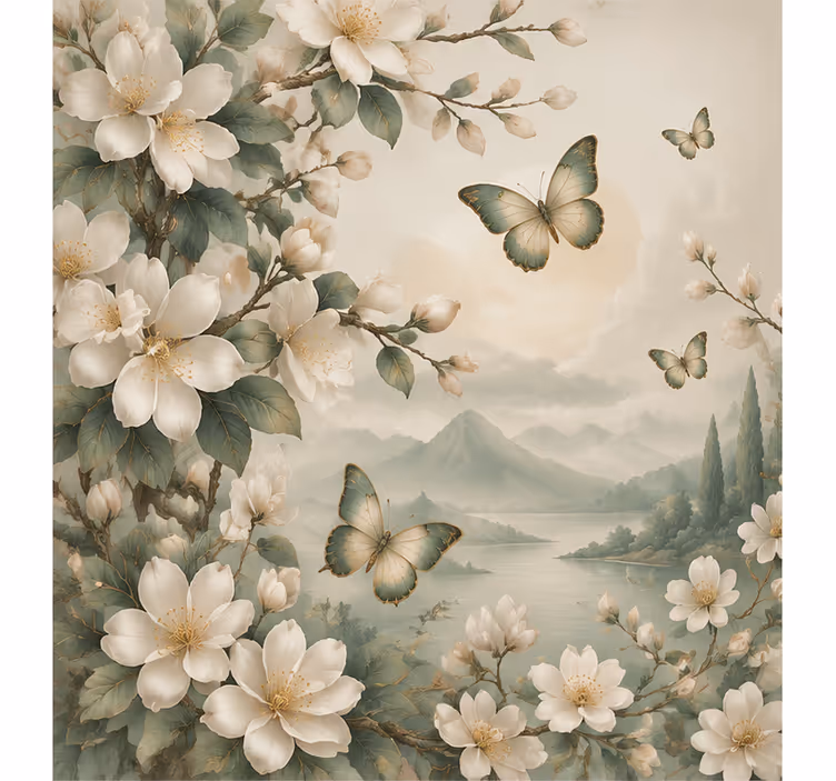 Nature wall mural butterfly design - TenStickers