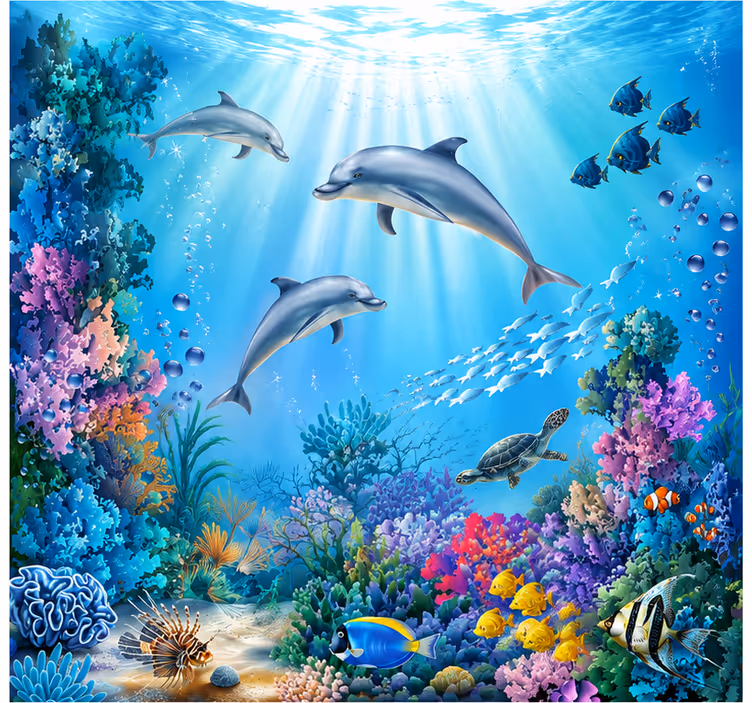 Sea wall mural of a majestic dolphin - TenStickers