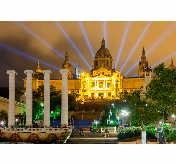 Palace Montjuic at night City wall mural - TenStickers