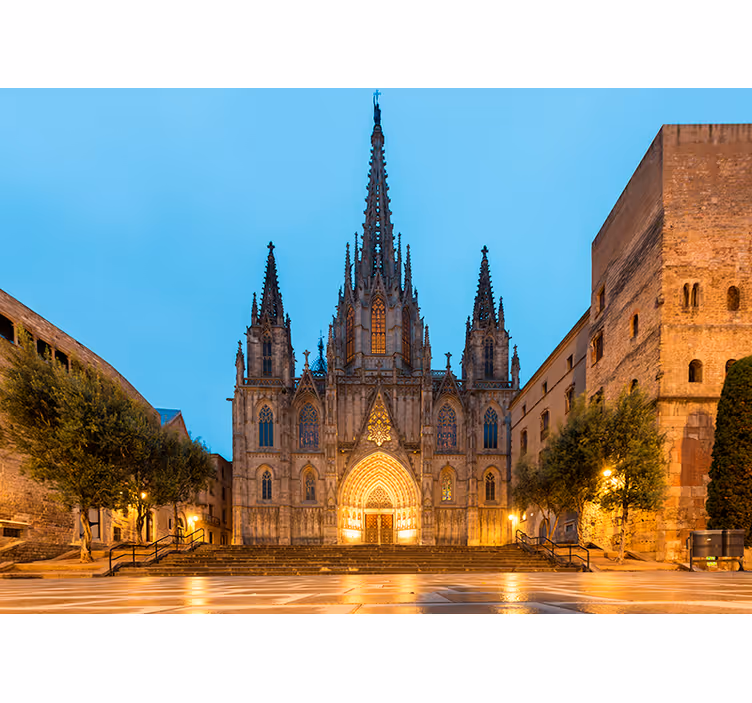 Gothic Cathedral Night wall mural barcelona - TenStickers