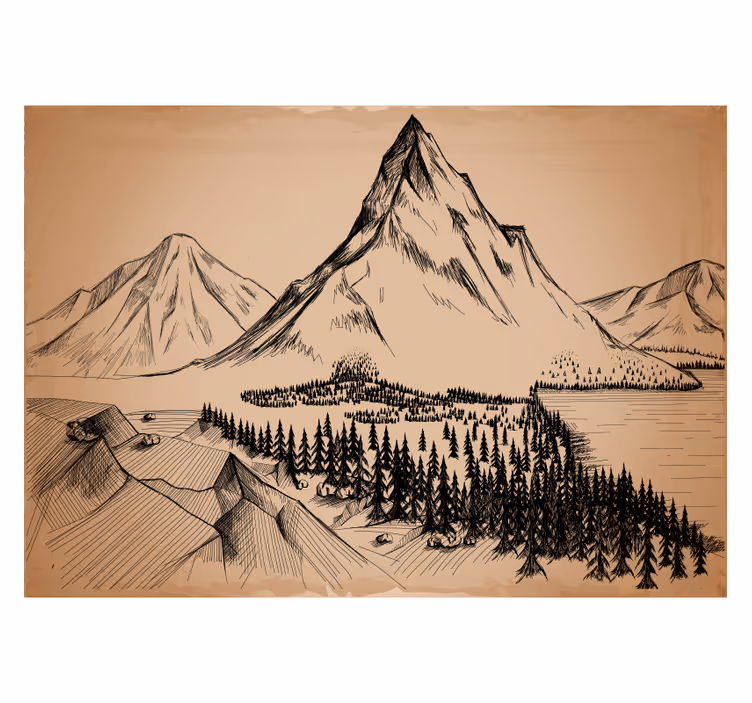 Pines with rocks Forest Wall Mural - TenStickers
