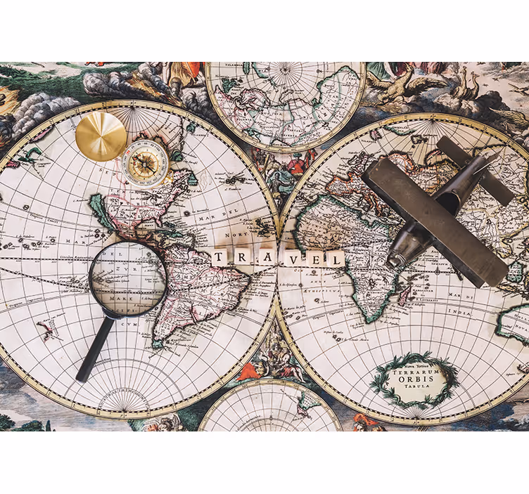 Vintage Explorer Map wall mural world map - TenStickers