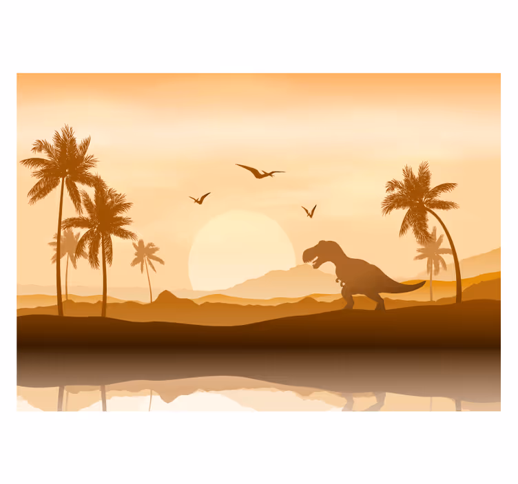 Dinosaur sunset landscape childrens bedroom wall mural - TenStickers